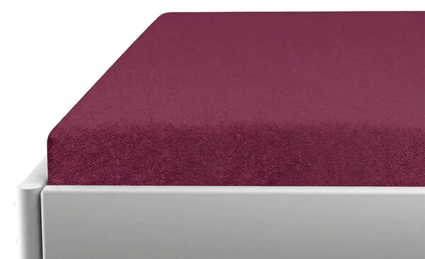 Frottír gumis lepedő gyerekágyhoz PREMIUM 60x120 cm bordó