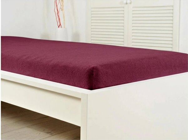 Frottír gumis lepedő gyerekágyhoz PREMIUM 60x120 cm bordó