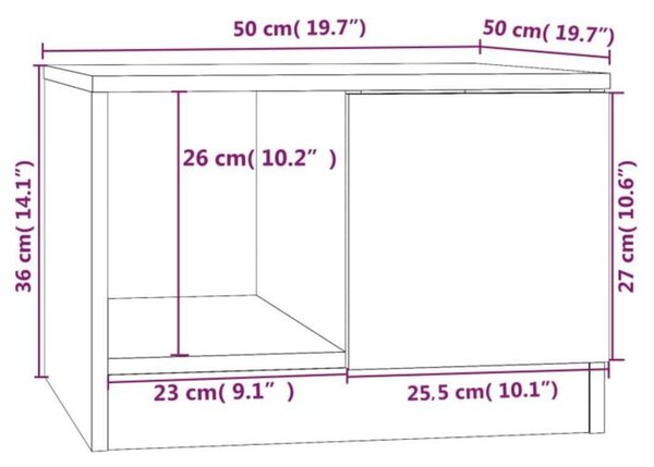 Betonszürke szerelt fa dohányzóasztal 50 x 50 x 36 cm