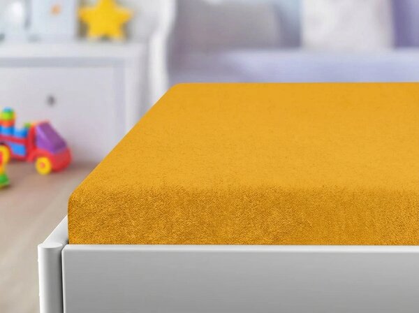 Frottír gumis lepedő gyerekágyhoz PREMIUM 60x120 cm sárga-narancssárga