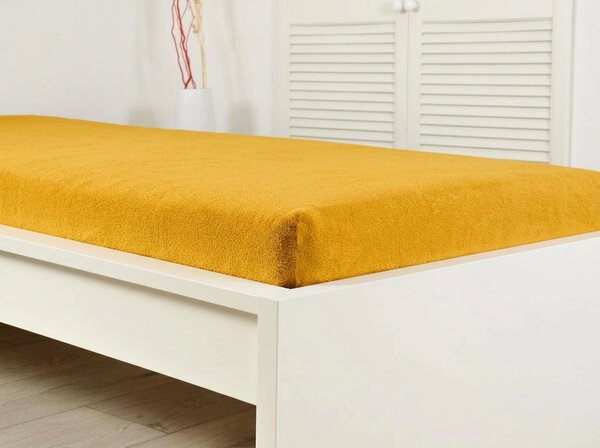 Frottír gumis lepedő gyerekágyhoz PREMIUM 60x120 cm sárga-narancssárga