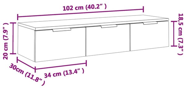 Fehér szerelt fa faliszekrény 102 x 30 x 20 cm