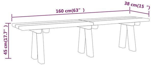 Impregnált tömör fenyőfa kerti pad 160 cm