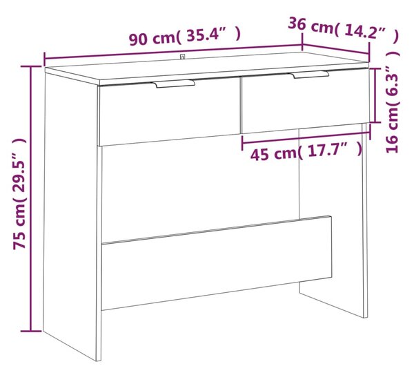 Füstös tölgyszínű szerelt fa tálalóasztal 90 x 36 x 75 cm