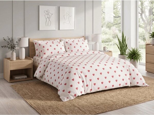 Pamut ágynemű HEART CHARM fehér, 100% pamut Ágyneműhuzat mérete: 70 x 90 cm | 140 x 200 cm