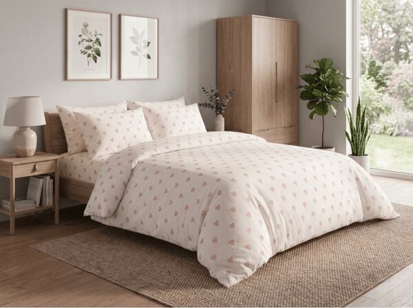 Pamut ágynemű PINK HEART CHARM fehér, 100% pamut Ágyneműhuzat mérete: 70 x 90 cm | 140 x 200 cm