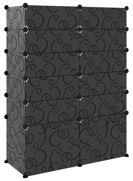 Fekete polipropilén cipőtartó 94 x 37 x 125 cm