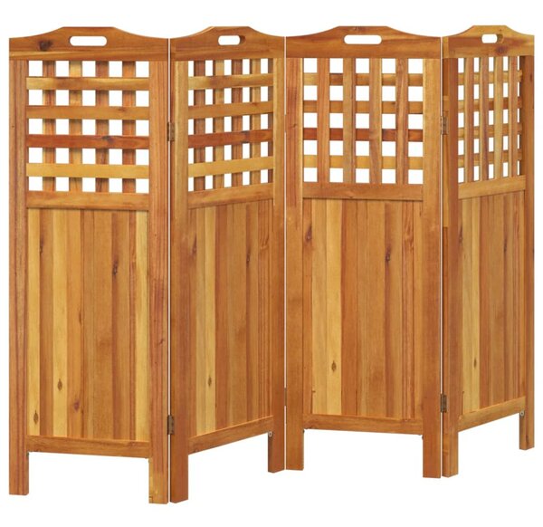 4 paneles tömör akácfa térelválasztó 162x2x115 cm