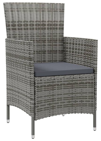 2 db szürke polyrattan kerti szék párnával