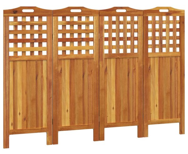 4 paneles tömör akácfa térelválasztó 162x2x115 cm