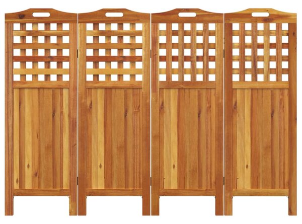 4 paneles tömör akácfa térelválasztó 162x2x115 cm