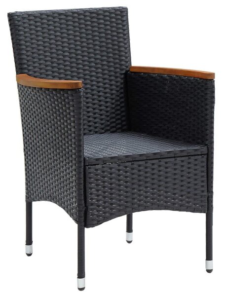 9 részes fekete polyrattan kerti étkezőgarnitúra párnákkal