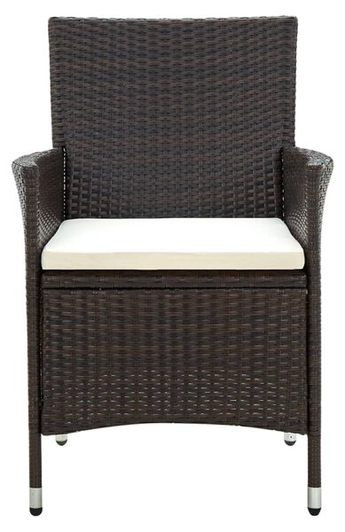 5 részes barna kültéri polyrattan étkezőszett párnákkal