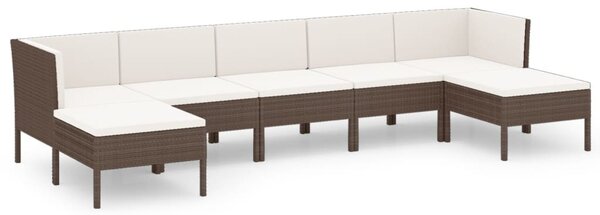 7 részes barna polyrattan kerti bútorszett párnákkal