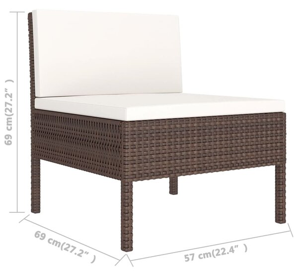 7 részes barna polyrattan kerti bútorszett párnákkal
