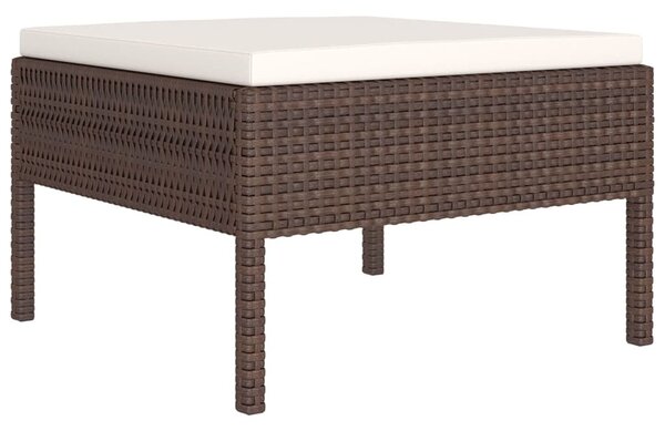 7 részes barna polyrattan kerti bútorszett párnákkal