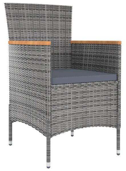 9 részes szürke kültéri polyrattan étkezőszett párnákkal