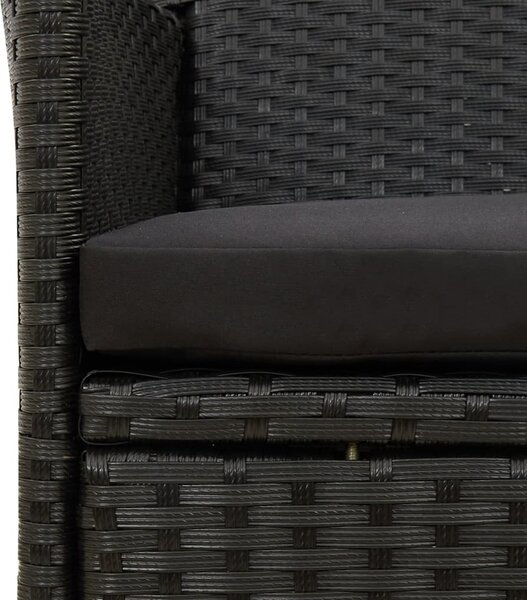2 db fekete polyrattan kerti szék párnával