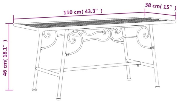 Fekete acél fa körüli pad 110 cm