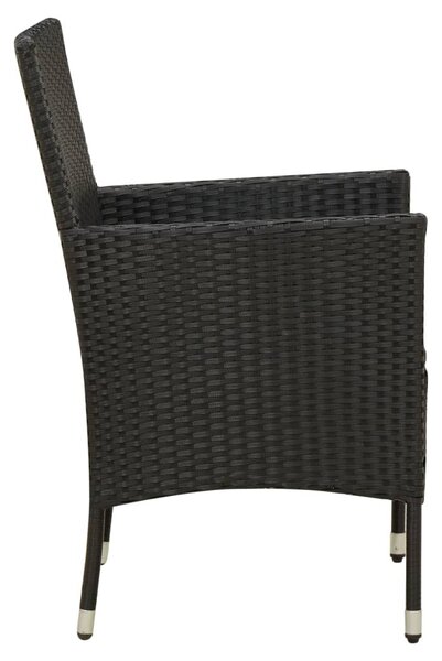 2 db fekete polyrattan kerti szék párnával