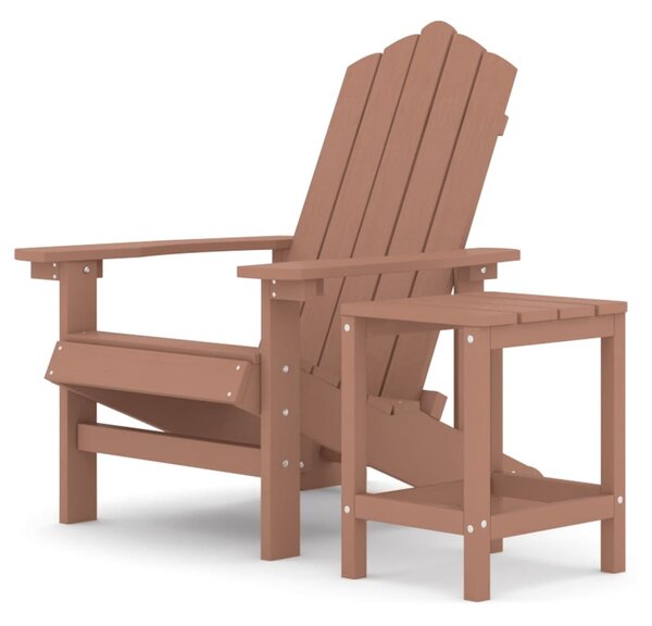 Barna HDPE kerti adirondack szék asztallal