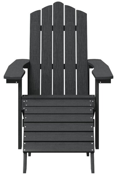 Antracitszürke HDPE kerti adirondack szék lábtartóval