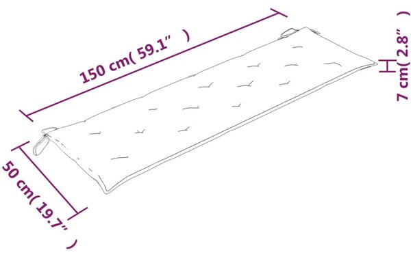 Tömör tíkfa Batavia pad antracitszürke párnával 150 cm