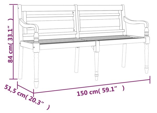 Tömör tíkfa Batavia pad királykék párnával 150 cm