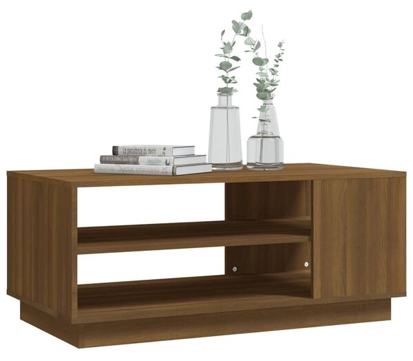 Barna tölgyszínű szerelt fa dohányzóasztal 102x55x43 cm