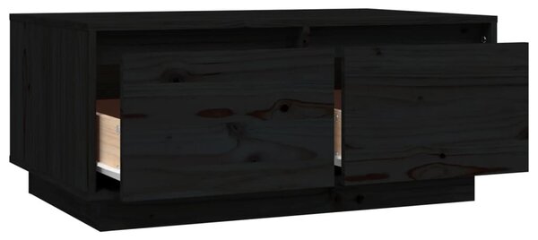 Fekete tömör fenyőfa dohányzóasztal 80x50x35 cm