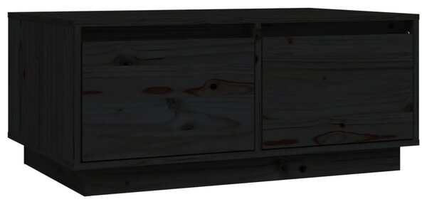 Fekete tömör fenyőfa dohányzóasztal 80x50x35 cm
