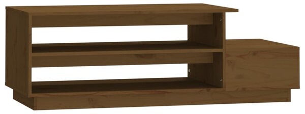 Mézbarna tömör fenyőfa dohányzóasztal 120 x 50 x 40,5 cm
