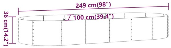 Szürke horganyzott acél kerti magaságyás 249x100x36 cm
