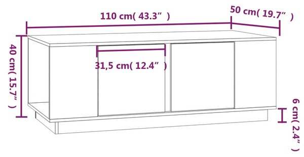 Tömör fenyőfa dohányzóasztal 110 x 50 x 40 cm