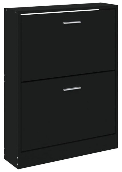 Fekete szerelt fa cipőszekrény 59x17x81 cm