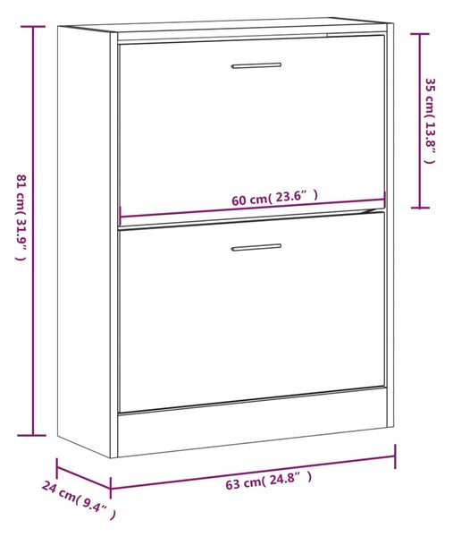 Betonszürke szerelt fa cipőszekrény 63x24x81 cm
