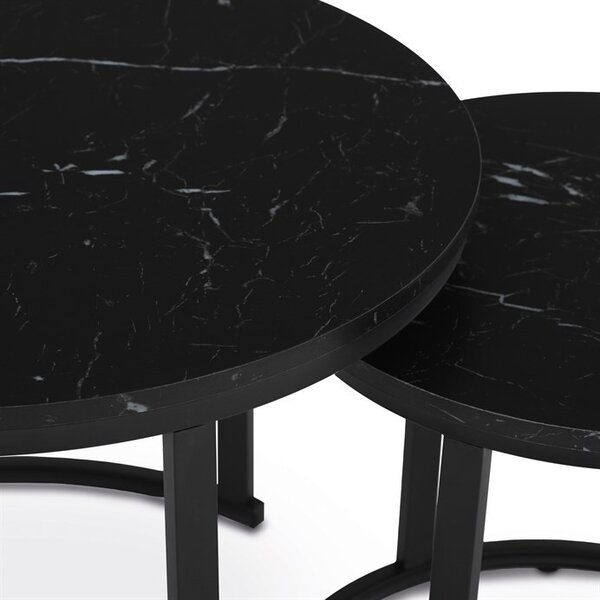 Dohányzóasztal 70 × 70 × 51 cm, MDF, márvány CT-X7122 BK