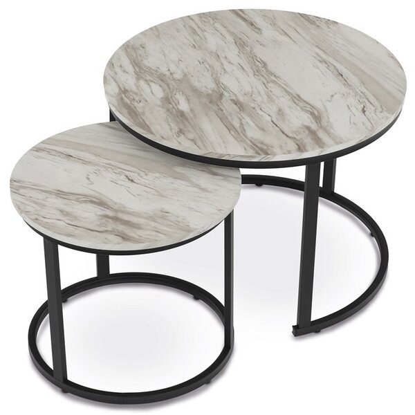 Dohányzóasztal 70 × 70 × 51 cm, MDF, márvány CT-X7122 WT