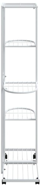 5 szintes fehér vas virágtartó állvány kerekekkel 44x23x100 cm