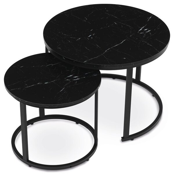 Dohányzóasztal 70 × 70 × 51 cm, MDF, márvány CT-X7122 BK
