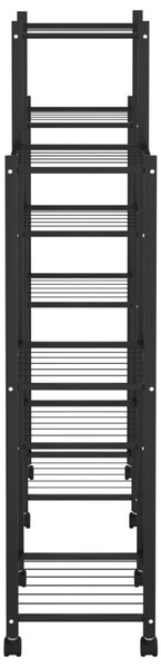 Fekete vas virágtartó állvány kerekekkel 83 x 25 x 103,5 cm