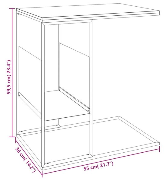 Fekete szerelt fa kisasztal 55x36x59,5 cm