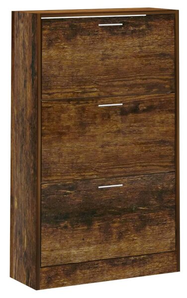 Füstös tölgy színű szerelt fa cipősszekrény 63x24x103 cm