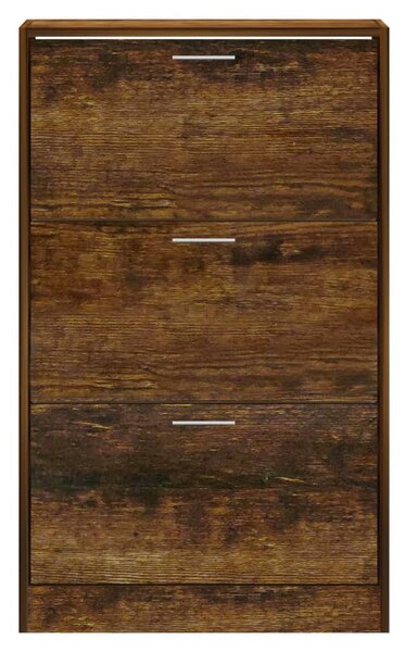 Füstös tölgy színű szerelt fa cipősszekrény 63x24x103 cm