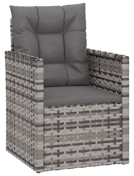 Szürke polyrattan kerti fotel párnákkal