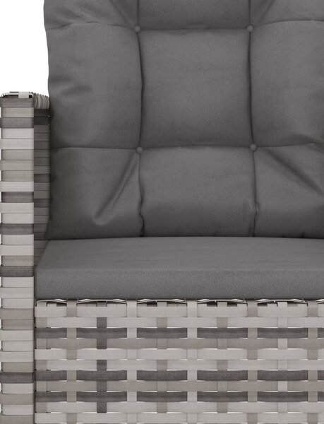 Szürke polyrattan kerti pad párnákkal 105 cm