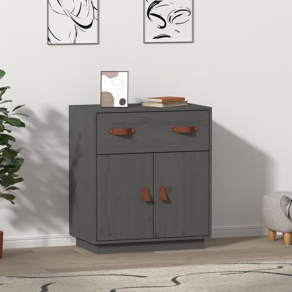 VidaXL szürke tömör fenyőfa tálalószekrény 65,5 x 40 x 75 cm