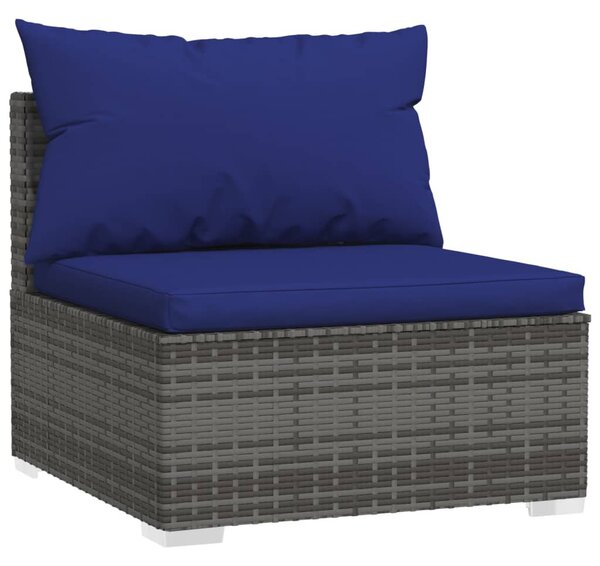3 személyes szürke polyrattan kanapé párnákkal