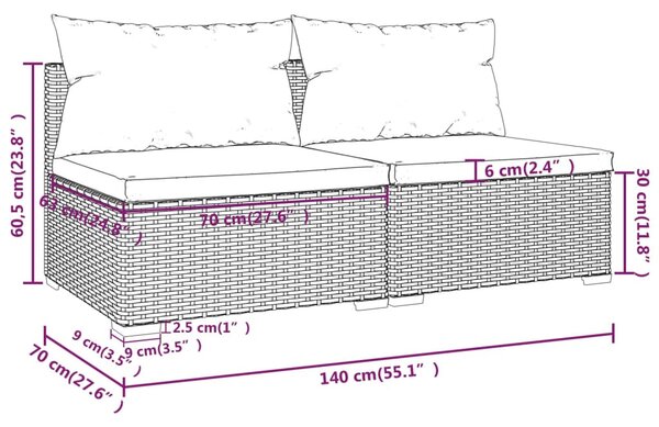 2 részes barna polyrattan kerti ülőgarnitúra párnákkal