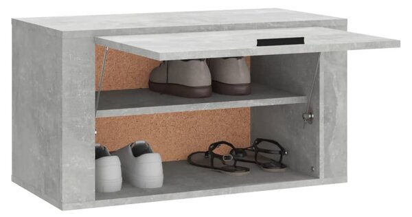 Betonszürke szerelt fa fali cipőszekrény 70 x 35 x 38 cm